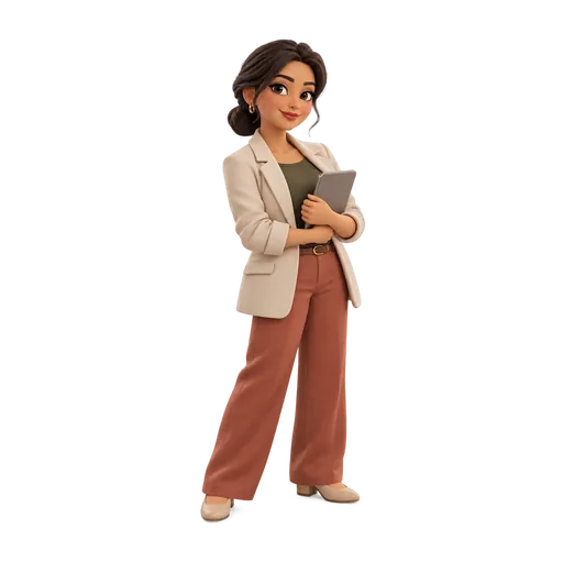 The person in charge of the agency, holding a tablet